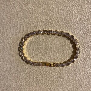 8CT Bezel Oval Cut Lab Created Diamond Tennis Bracelet 14K Gold Plated